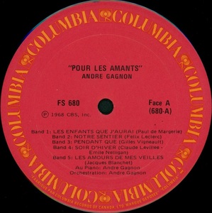 Gagnon andr%c3%a9 pour les amants 1968 disque face a