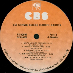 Gagnon andr%c3%a9 les grands succ%c3%a8s 1971 disque 1 face 2