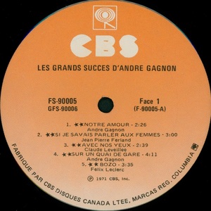 Gagnon andr%c3%a9 les grands succ%c3%a8s 1971 disque 2 face 1