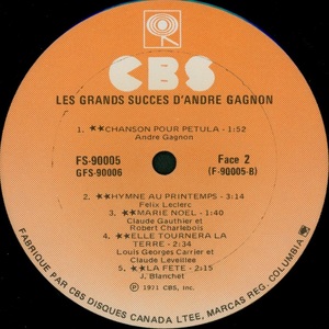 Gagnon andr%c3%a9 les grands succ%c3%a8s 1971 disque 2 face 2