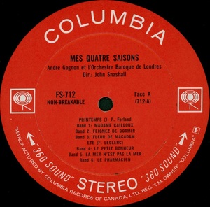 Gagnon andr%c3%a9 mes quatre saisons 1970 disque face a dd