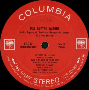 Gagnon andr%c3%a9 mes quatre saisons 1970 disque face b dd
