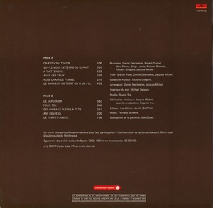 Michel jacques le temps d'aimer 1977 dos