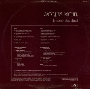 Michel jacques le coeur plus chaud 1978 dos