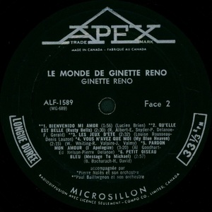Reno ginette le monde de ginette reno mono 1966 disque face 2b