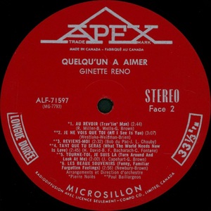 Reno ginette quelqu'un %c3%a0 aimer st%c3%a9r%c3%a9o 1967 disque face 2
