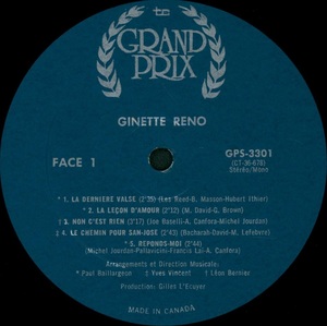 Reno ginette ginette reno 1969 disque face 1
