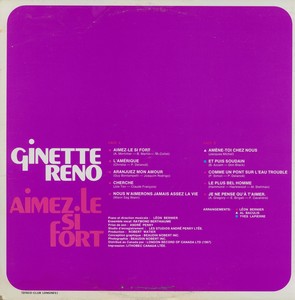 Reno ginette aimez le si fort 1970 dos