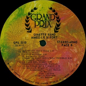 Reno ginette aimez le si fort 1970 disque face bb