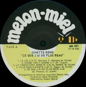 Reno ginette ce que j'ai de plus beau 1977 disque face a