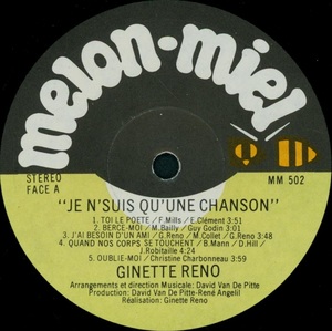 Reno ginette je ne suis qu'une chanson 1979 disque face a diff%c3%a9rente version