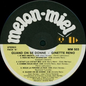 Reno ginette quand on se donne 1981 disque face 'a'
