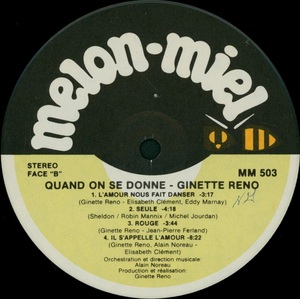 Reno ginette quand on se donne 1981 disque face 'b'
