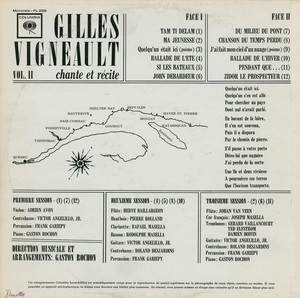 Vigneault gilles vol ii gilles vigneault chante et r%c3%a9cite mono 1963 dos