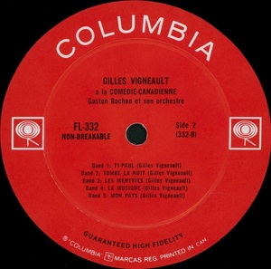 Vigneault gilles %c3%a0 la com%c3%a9die canadienne mono 1965 disque face 2bb