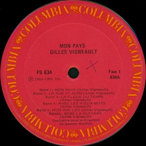 Vigneault gilles mon pays st%c3%a9r%c3%a9o 1966 disque face 1