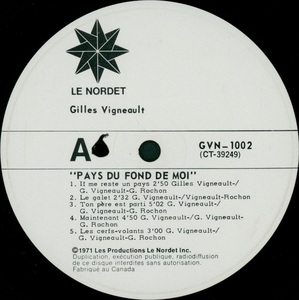 Vigneault gilles pays du fond de moi 1973 disque face a
