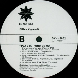 Vigneault gilles pays du fond de moi 1973 disque face b