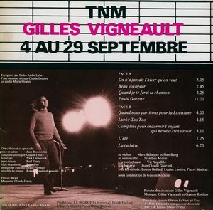 Vigneault gilles enregistrement public au tnm 1974 dos