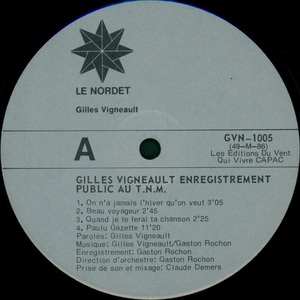 Vigneault gilles enregistrement public au tnm 1974 disque face a