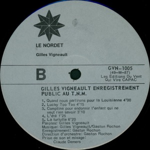 Vigneault gilles enregistrement public au tnm 1974 disque face b