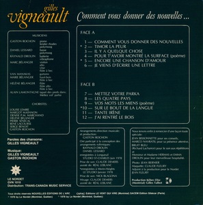 Vigneault gilles comment vous donner des nouvelles 1978 dos