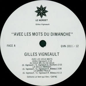 Vigneault gilles avec les mots du dimanche 1979 disque 1 face a
