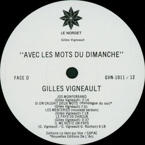Vigneault gilles avec les mots du dimanche 1979 disque 2 face d