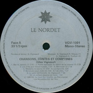 Vigneault gilles chansons contes et comptines 1986 disque face a