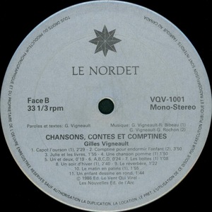 Vigneault gilles chansons contes et comptines 1986 disque face b