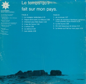 Vigneault gilles le temps qu'il fait sur mon pays 1974 dos