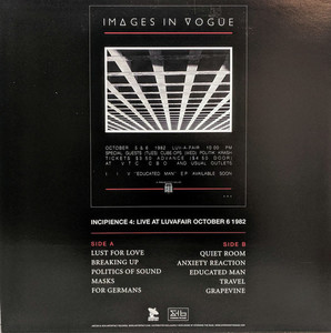 Images in vogue   incipience 4 live at luvafair october 6 1982