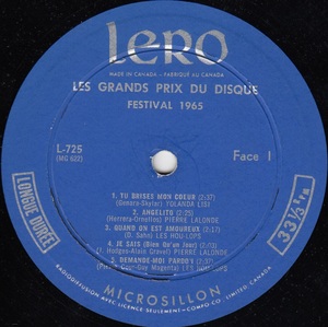 Les grands prix du disque festival 1965 1966 disque face 1