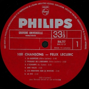 Leclerc f%c3%a9lix la vie 1967 disque face 1