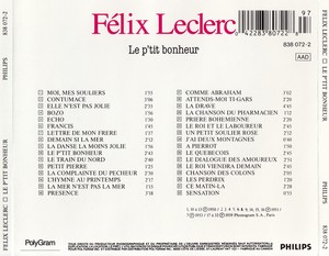 Leclerc f%c3%a9lix vol 1 le p'tit bonheur 1989 back