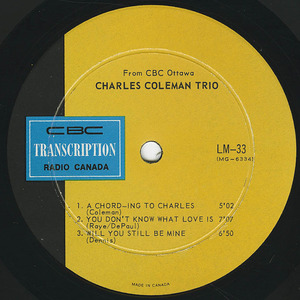 Charles coleman trio cbc lm 33 label 02