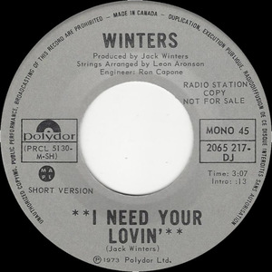 Winters i need your lovin short version polydor