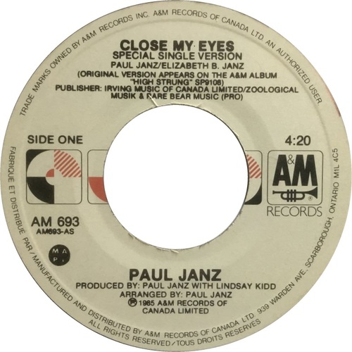 Close My Eyes (Special Single Version) b/w Suggestions Of Love