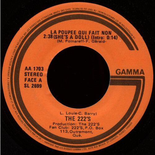 La poupee qui fait non (She's a Doll) b/w La poupee qui fait non (version instrumentale)