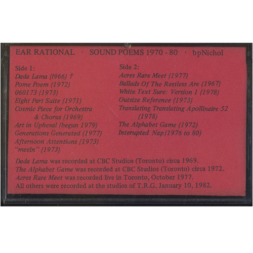 Ear Rational: Sound Poems 1966-1980