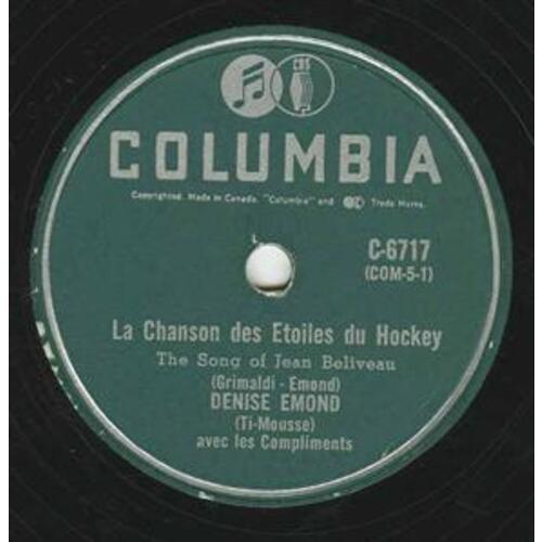 La Chanson des Etoiles du Hockey The Song of Jean Beliveau b/w La Valse Tyrolienne