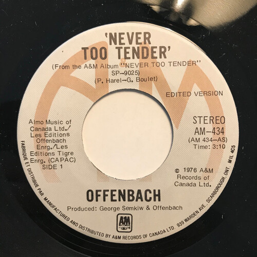 'Never Too Tender' b/w 'Running Away'