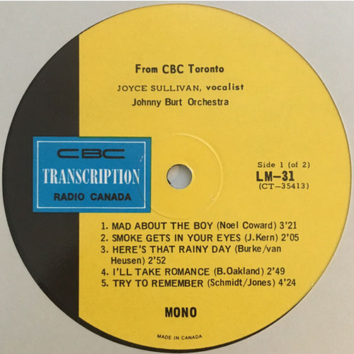 Joyce Sullivan, vocalist with Johnny Burt Orchestra