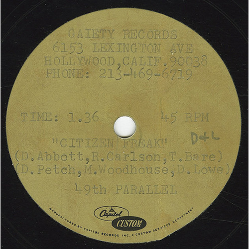 She Says b/w Citizen Freak (test pressing)