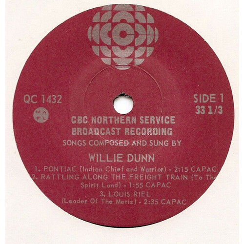 Songs Composed and Sung By Willie Dunn