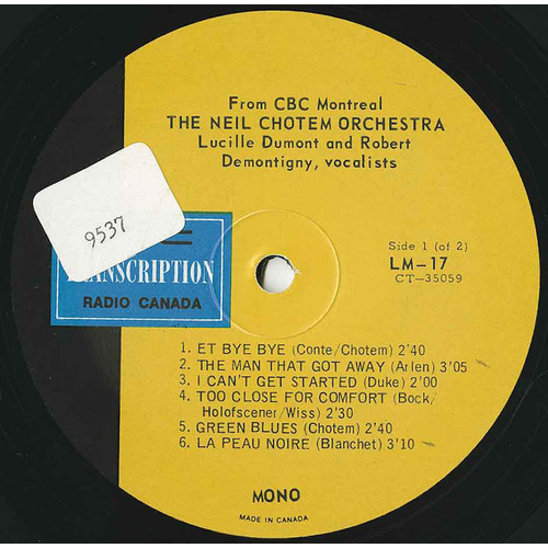 Lucille Dumont and Robert Demontigny, vocalists