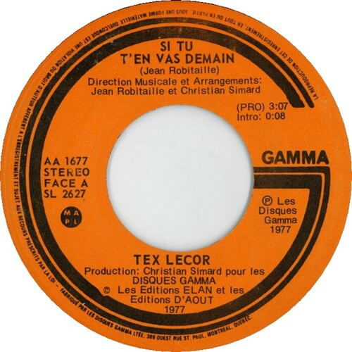  Si Tu T'en Vas Demain b/w Si Tu T'en Vas Demain Instrumental