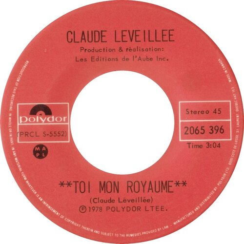 **Toi Mon Royaume** b/w Au Royaume De L'amour (Instrumental)