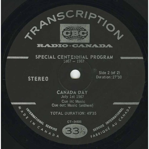 Special Centennial Program - Program du Centennaire 1867-1967