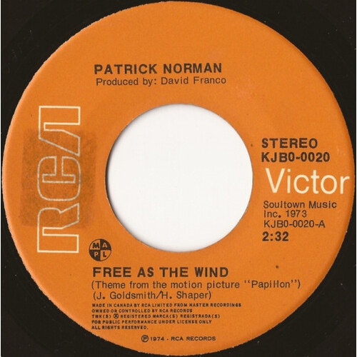 Free As the Wind (Theme From The Motion Picture "Papillon") b/w Papillon